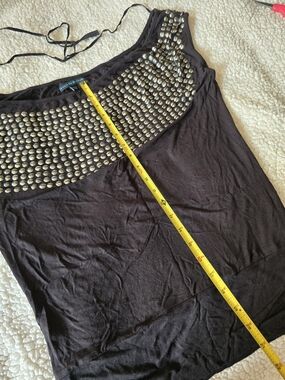 Black Sleeveless Tank Top with Silver Stud Panel